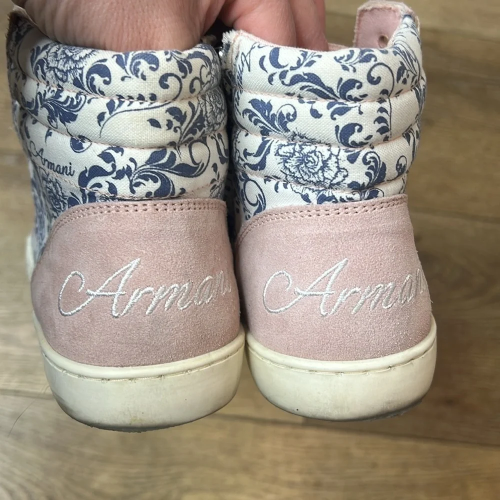 Armani Junior Pink Suede High Top Sneakers Size 37/5US